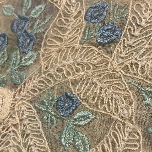 Vintage 1980s Puff Sleeve Lace Dress Size Medium Cottagecore Grandma Core Floral - Picture 8 of 10